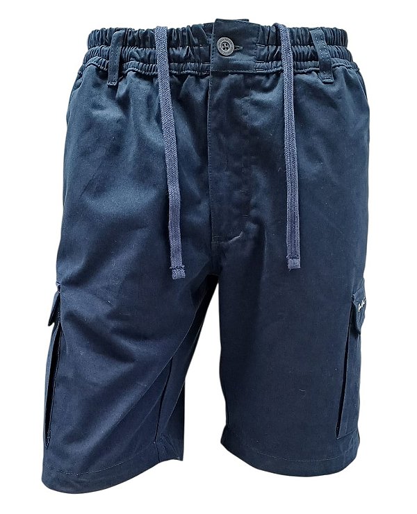 Bermuda de Elástico Com Bolso Cargo - Pierre Cardin - REF. 51310 Marinho