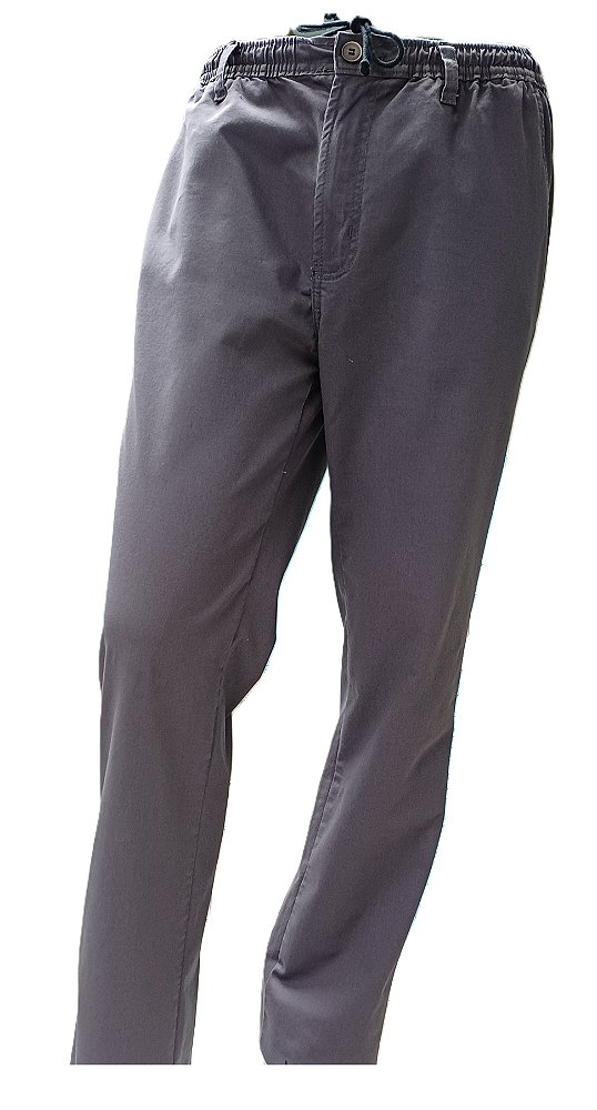 Calça Com Elástico na Cintura - ( Zipper - Botão - Passante - Barbante) - Ref. 4561 Sarja Grafite
