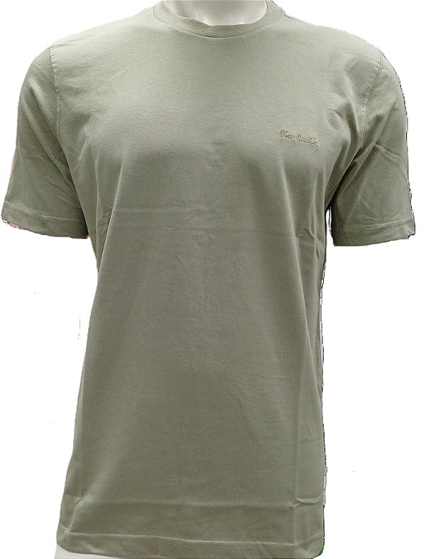 Camiseta Gola Careca Pierre Cardin - 100% Algodão - Ref. 40145 Caqui