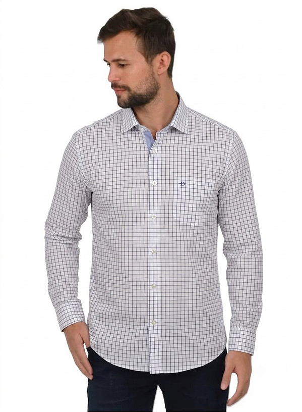 Camisa Dimarsi Manga Longa Regular Fit - Puro Algodão - Ref 0014 Xadrez