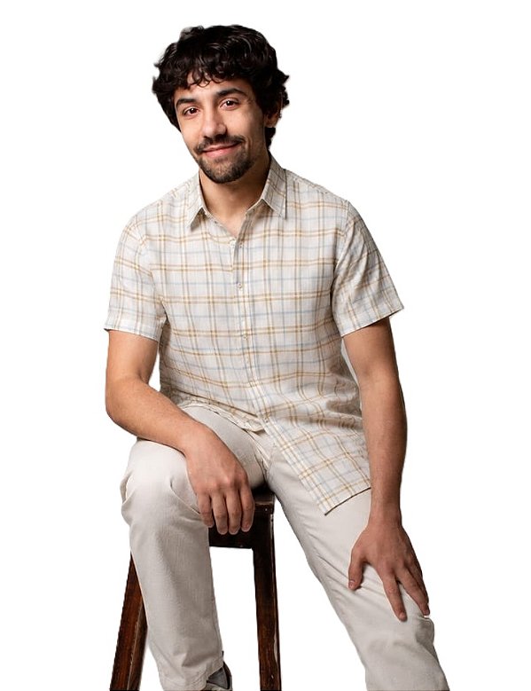 Camisa Dimarsi Tradicional Regular Fit - Com Bolso - Manga Curta - Puro Algodão - Ref. 11047 Xadrez