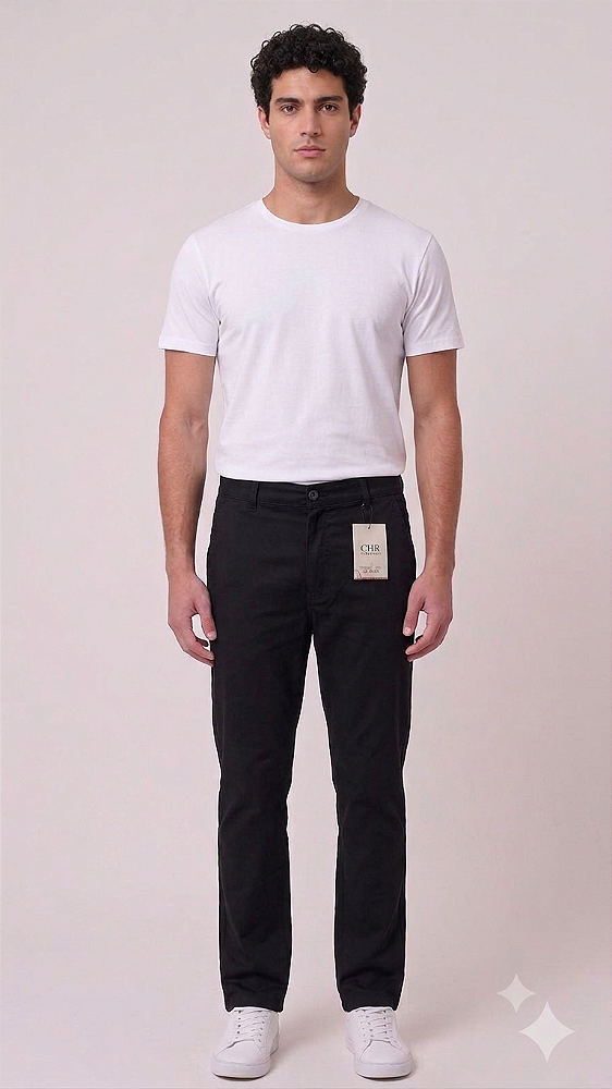 Calça Meio Elástico Cherne - 100% Algodão - Ref. 86514 Preta
