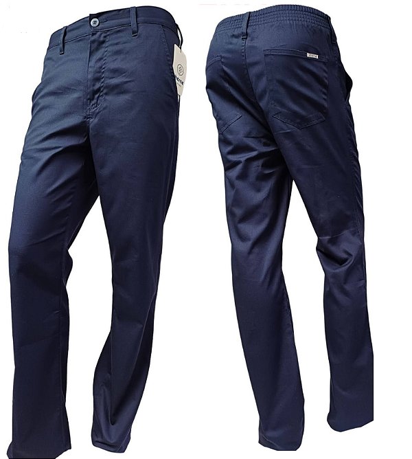 Calça Meio Elástico Cherne - 100% Algodão - Ref. 86514 Marinho