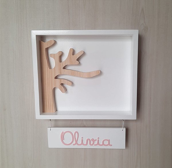 Nicho porta maternidade para amigurumi com nome e meia árvore