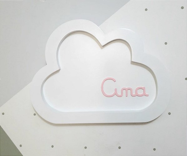 Nuvem moldura com nome para porta maternidade