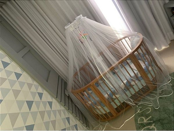 Mosquiteiro Dossel Móvel com Suporte de Madeira Para Berço de Bebê
