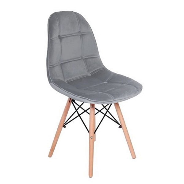 Cadeira Botone Velvet Cinza