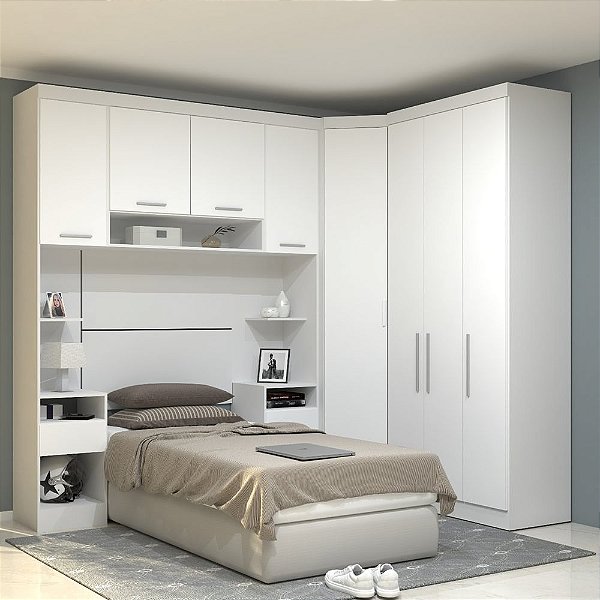 Quarto Modulado Solteiro Paris de Canto 6 peças