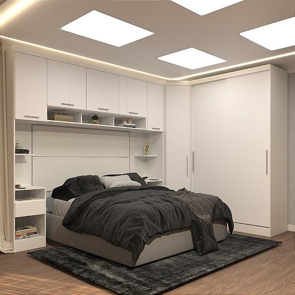 Quarto Modulado Paris Casal de Canto c/ Portas de Correr  6 peças