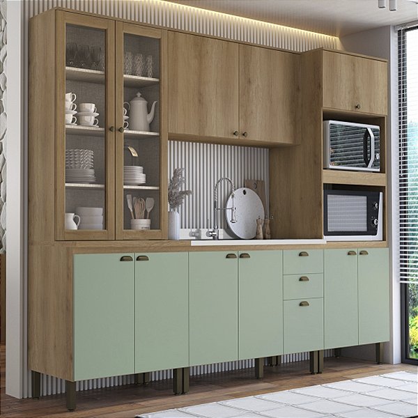 Cozinha Modulada Finesse 4 Peças Capuccino/Menta
