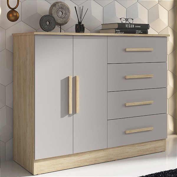 Comoda Bariloche 2 Portas e 4 Gavetas