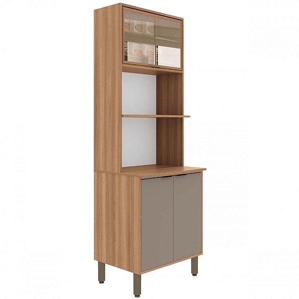 Kit Forno e Micro com Vidro Louise Nogal/ Damasco