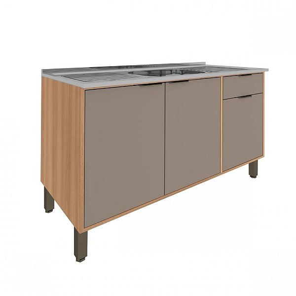 Balcão de Pia Louise 120cm Nogal/ Damasco