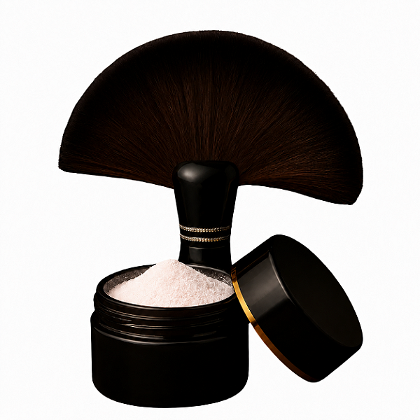 KIT ACABAMENTO PREMIUM - PÓ MÁGICO + PINCEL EM LEQUE PARA APLICAÇÃO - PÓS BRONZEAMENTO A JATO
