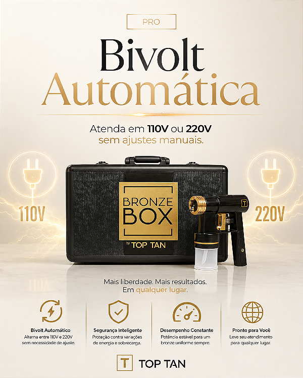 BRONZE BOX PRO BIVOLT AUTOMÁTICA | MÁQUINA PROFISSIONAL DE BRONZEAMENTO A JATO