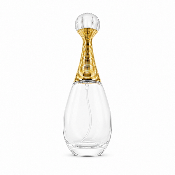 Frasco em Vidro Para Perfume Tipo J'adore com Tampa e Válvula Douradas