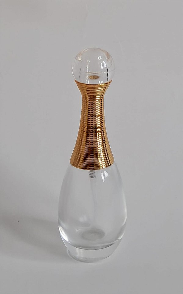 Frasco em Vidro Para Perfume Tipo J'adore com Tampa e Válvula Douradas