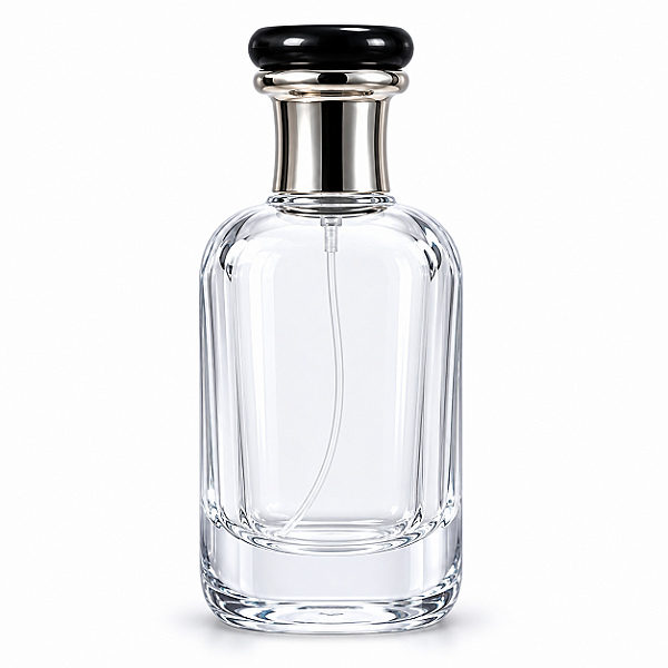 Frasco Vidro Para Perfume Horus Transparente Válvula Dourada e Tampa Dourada Com Preto