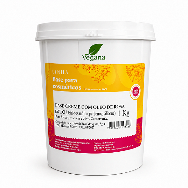Base Creme Hidratante Com óleo de Rosa Mosqueta Sem Parabenos