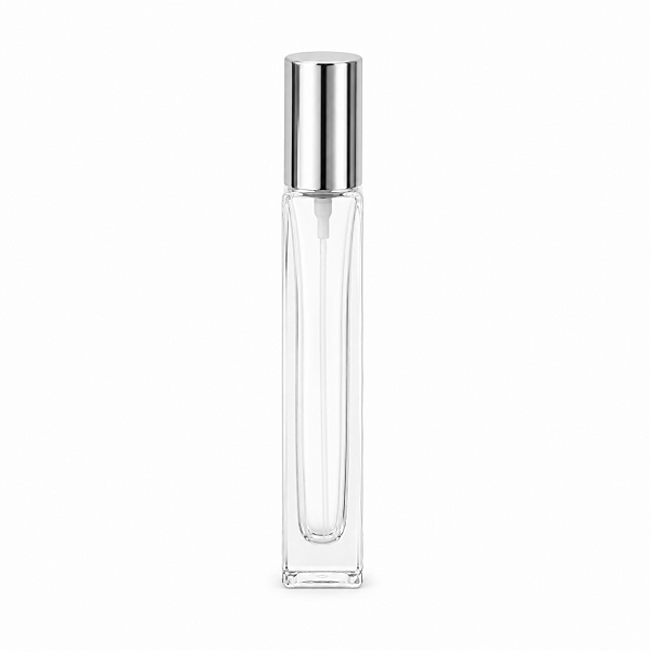 Frasco Vidro Transparente Retangular Válvula Prata-10mL