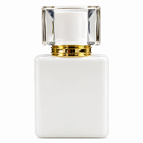 Frasco em Vidro Retangular Válvula Dourada R.13 Sobretampa Cristal-50mL