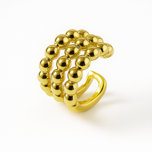 Piercing Fake Triplo Esferas Banhado A Ouro