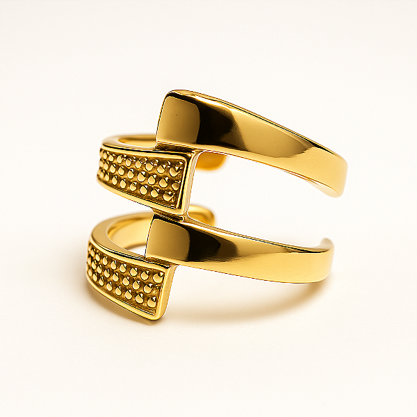 Piercing Fake 4 filetes Liso e Texturizado Banhado A Ouro