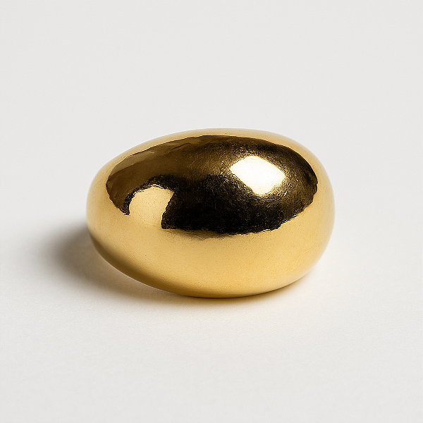 Anel Oval Grande Banhado A Ouro