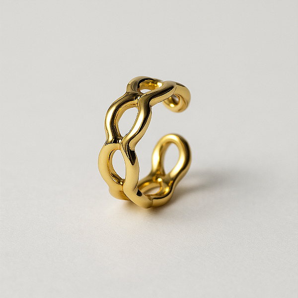 Piercing Fake Com Design De Bolinhas Vazadas Banhado A Ouro