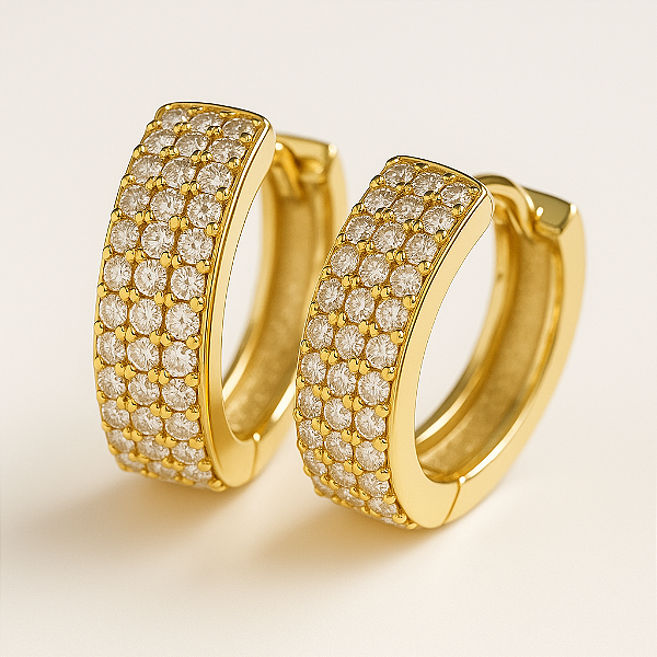 Brinco Argola Cravejado Triplo G Banhado A Ouro