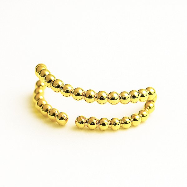 Piercing Fake Com Esferas Curvadinho Banhado A Ouro
