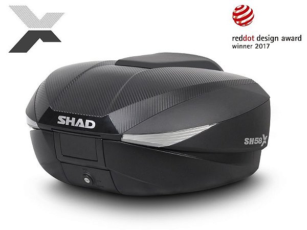 SHAD SH58X PRETO TOP CASE BAÚ CENTRAL EXPANSÍVEL EM 3 TAMANHOS COM BASE INCLUSA