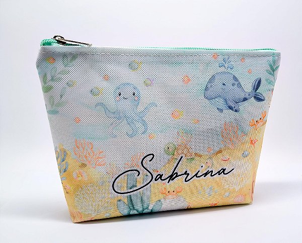 Necessaire Tema Fundo do mar aquarela