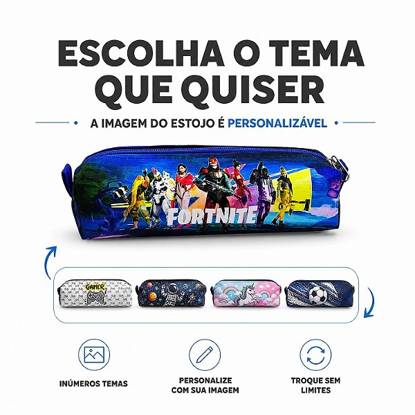 Estojo Escolar Personalizado Qualquer Tema Slim - Kit 10 Unidades
