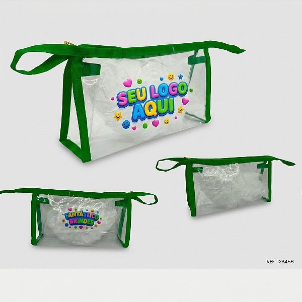 NECESSAIRE PERSONALIZADA PVC CRISTAL PREMIUM - 23 X 13 X 6CM