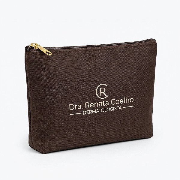 Necessaire Personalizada Nylon Resinado Premium 20x15cm - Marrom