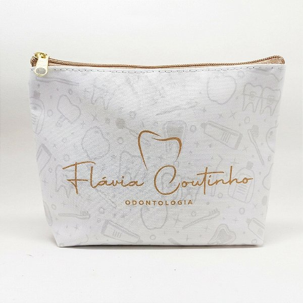 Necessaire Personalizada Nylon Resinado Premium 20x15cm -Branca