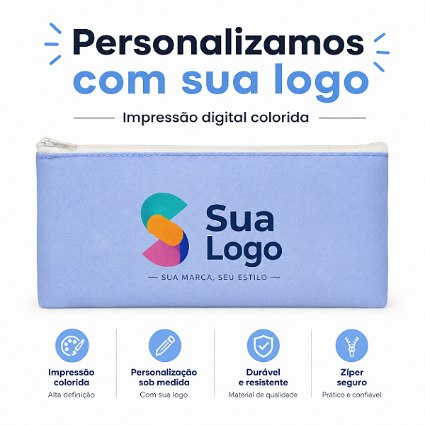 Necessaire Carteira Personalizada Slim Nylon Resinado 25x10cm