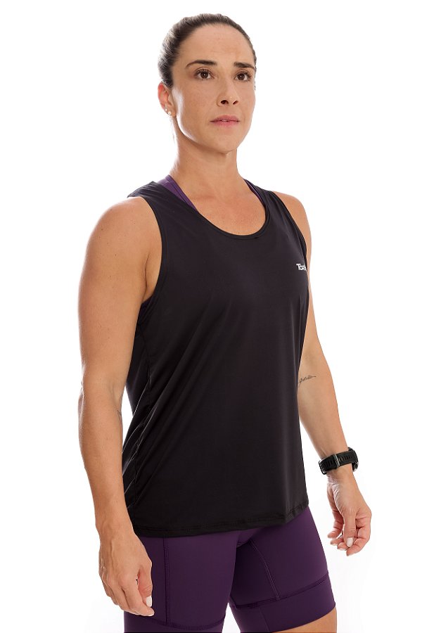 REGATA FEMININA POLIAMIDA TOP RUN PRETA