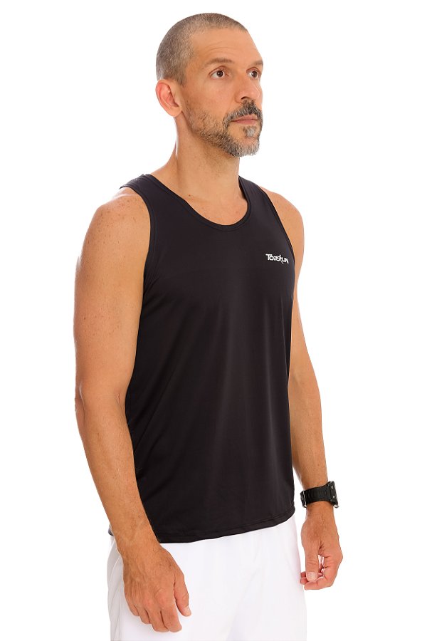 REGATA MASCULINA POLIAMIDA TOP RUN PRETA