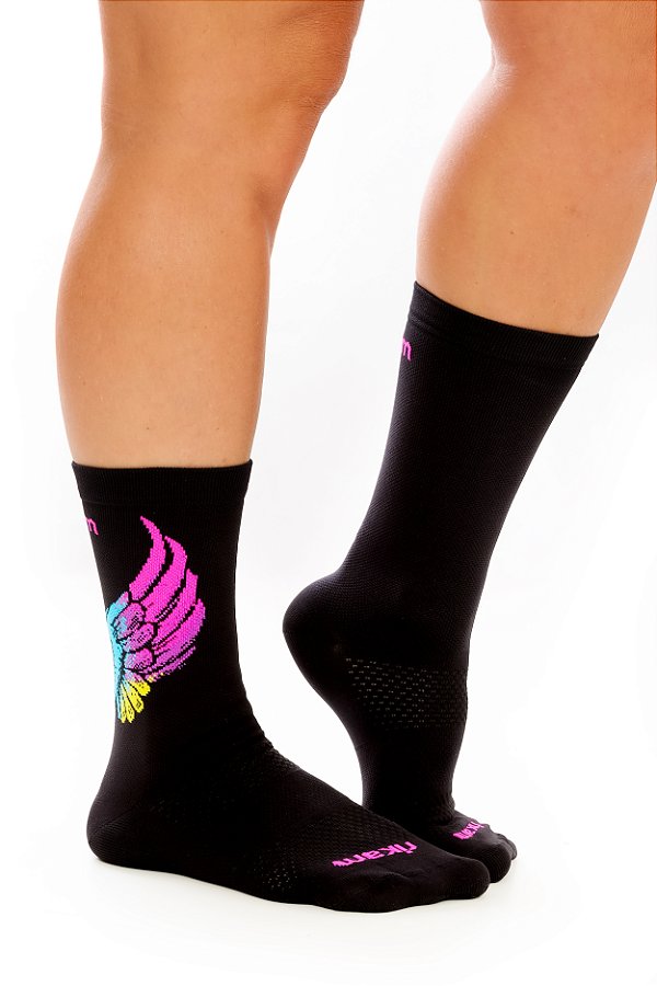 MEIA PERFOMANCE FEMININA ASAS PRETA