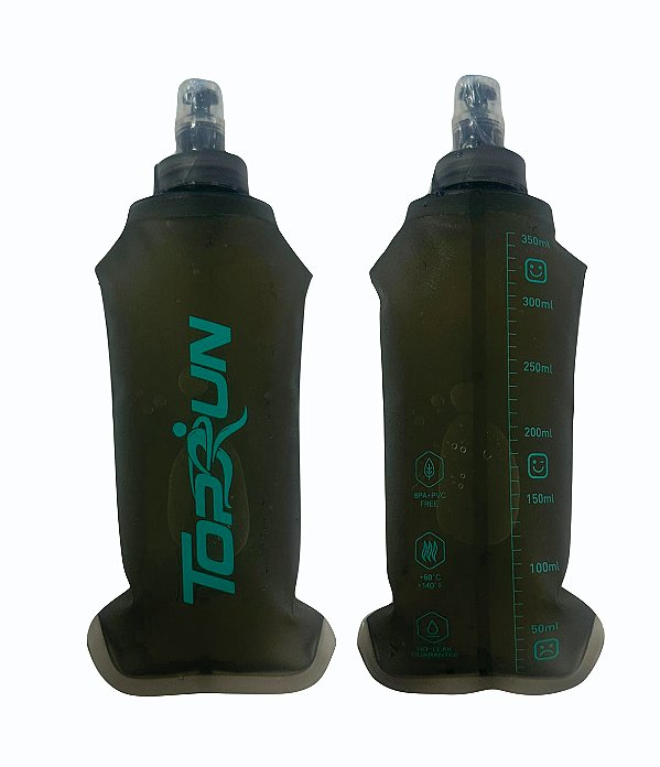 Garrafa Hiratação Silicone Soft Flash cinza 350ml