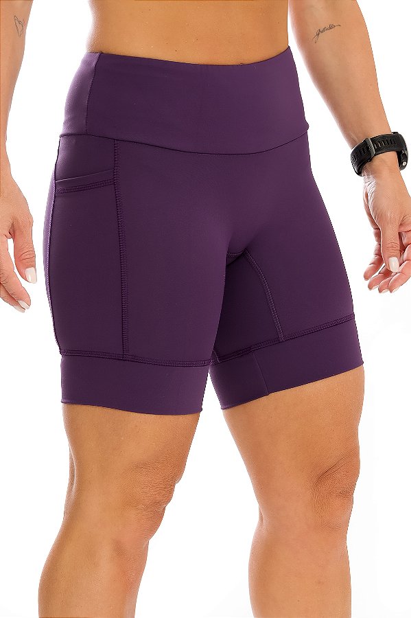 Bermuda Feminina Compress Multi bolsos Roxo
