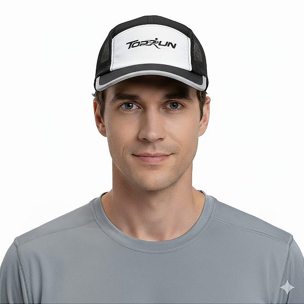 Boné Five Panel - Aba Reta Preto e Branco