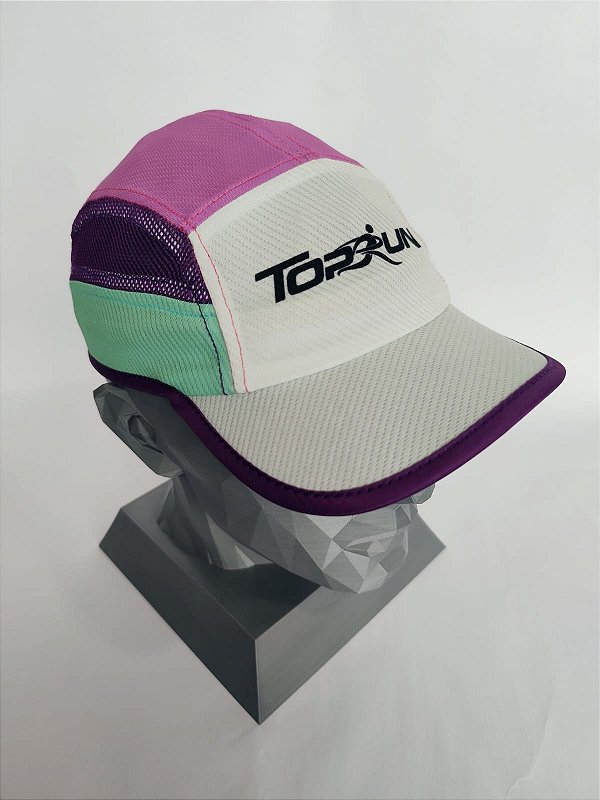 Boné Five Panel - Aba Reta BRANCO ROXO VERDE
