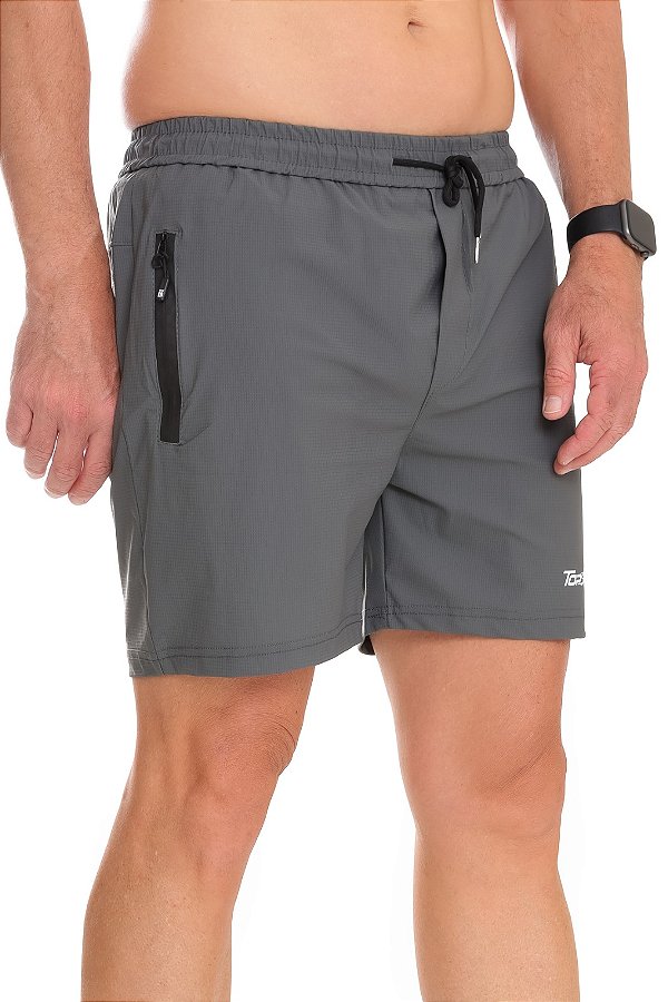 Bermuda Dry Fit Treino Seca Rápido 3 Bolsos Elastáno - CINZA