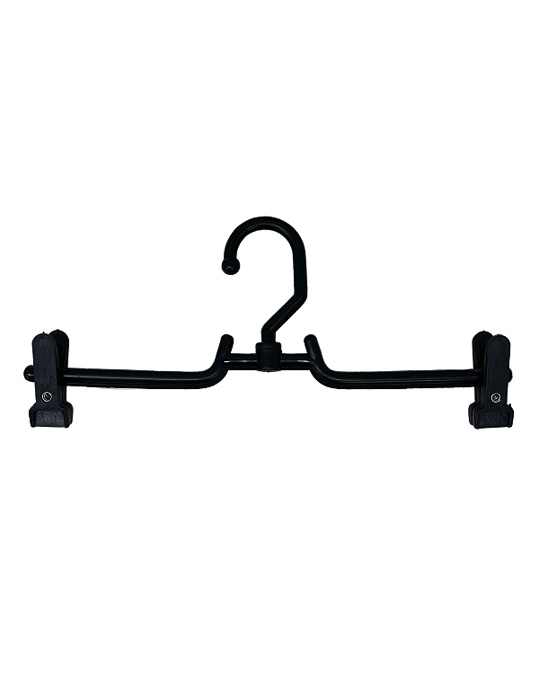 Cabide Plástico Saia Giratório com Presilha Quadrada Preto