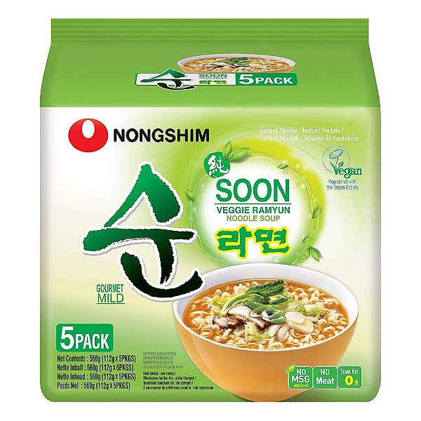 Macarrão Instantâneo Vegetais Soon Veggie Ramyun Noodle Nongshim 5 Pack