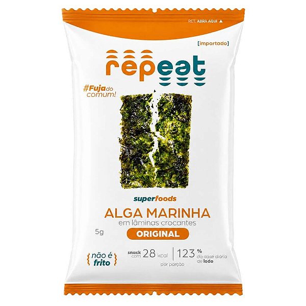 Alga Marinha Temperada Okazu Nori Original Repeat 5g – Snack Crocante e Pronto para Comer