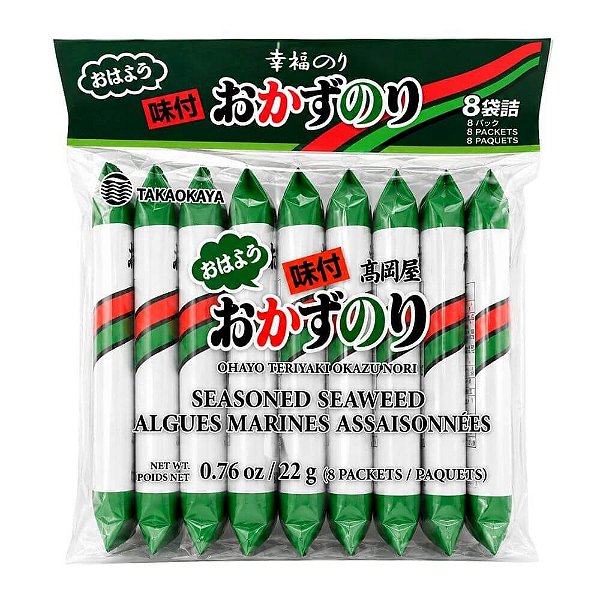 Alga Marinha Temperada Okazu Nori Takaokaya 22g – 8 Pacotes Individuais